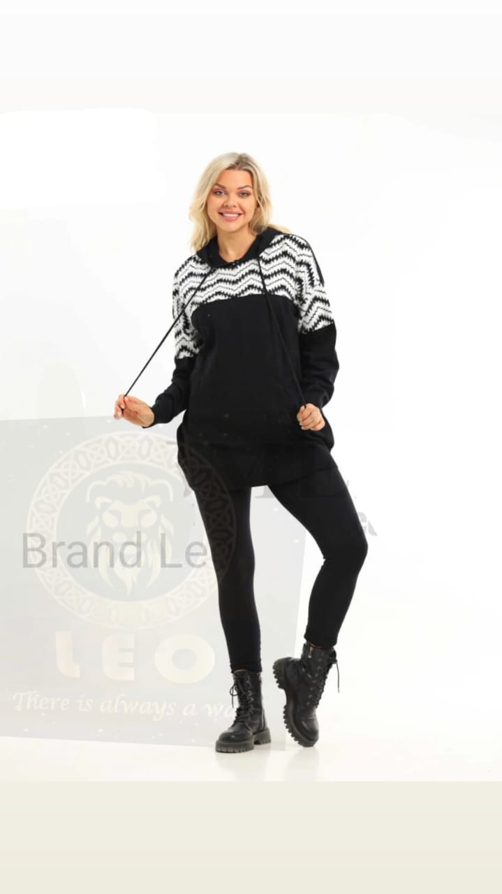 A LEO Debra Cardigan + Pants Suit Slim Fit  طقم تريكوه قطعتيين سوت + بنطلون وان سايز من 55ك ل 85ك